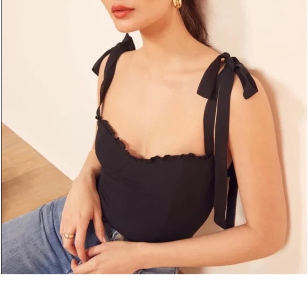 Reformation Black Tie-Strap Top
